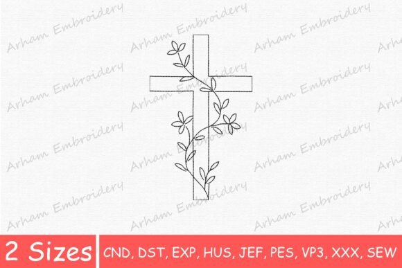 Botanical Christian Cross Embroidery Design Review