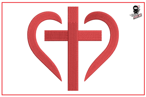 Christian Cross in Heart: A Timeless Embroidery Design for Meaningful Projects