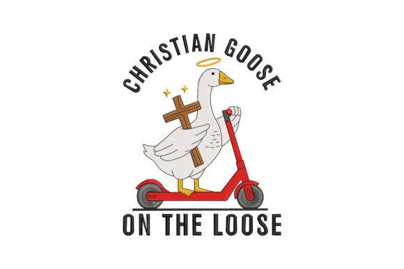 Christian Goose on the Loose: A Whimsical Embroidery Design for Holiday Use