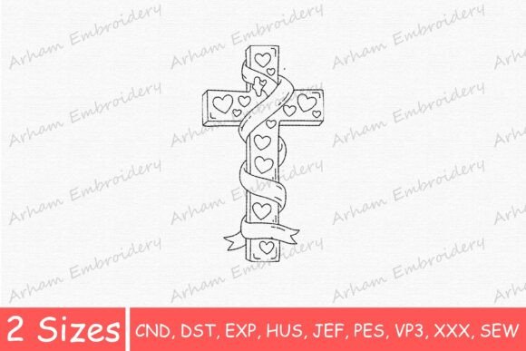Christian Heart Cross with Ribbon: A Seasonal Embroidery Design Review