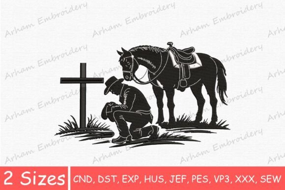 Cowboy Praying at Christian Cross Embroidery Design Review