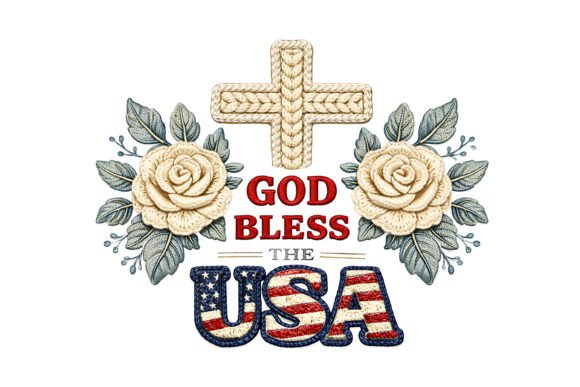 God Bless USA Embroidery Cross Rose PNG Review for Seasonal Use