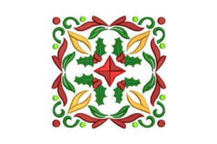Holly Quilt Block: A Festive Embroidery Design for Seasonal Creations