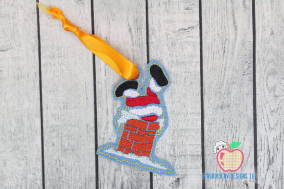 Santa Stuck in the Chimney Ornament: A Festive Embroidery Must-Have