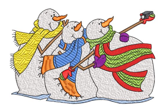 Snowmen Selfie: A Festive Embroidery Design for Seasonal Projects